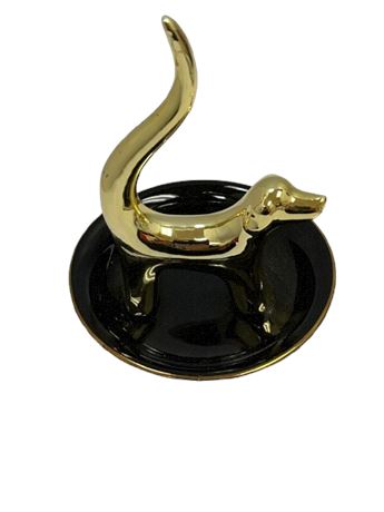 Mcm black and gold dog ring holder