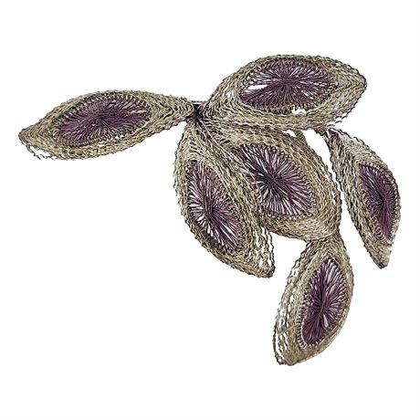 Spun Silver Wire Leaves Brooch