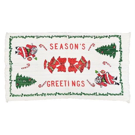 Vintage Season's Greetings 42x24" Printed Rag Rug