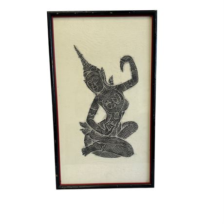Vintage Stone Temple Rubbing on Rice Paper