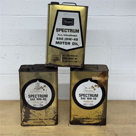 Three (3) Sears Spectrum Oil Cans