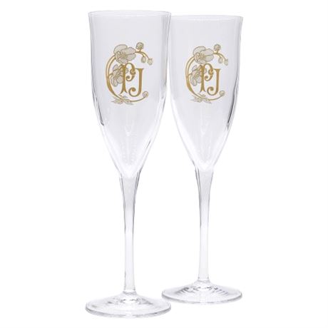 Vintage Perrier Jouet Crystal Champagne Toasting Flutes