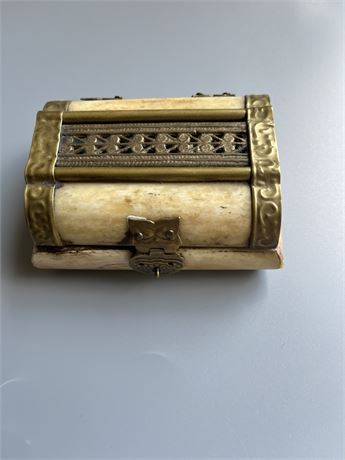 Bone and brass Vintage 5 inch trinket box