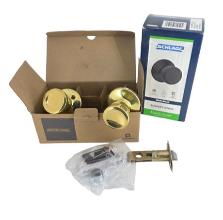 Schlage Brass Doorknob Kit, Closet or Hallway