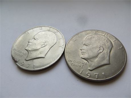 2 1971 Eisenhower Dollars