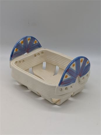 Rena Peleg American Indian Rectangle Nesting Basket Pottery Marked