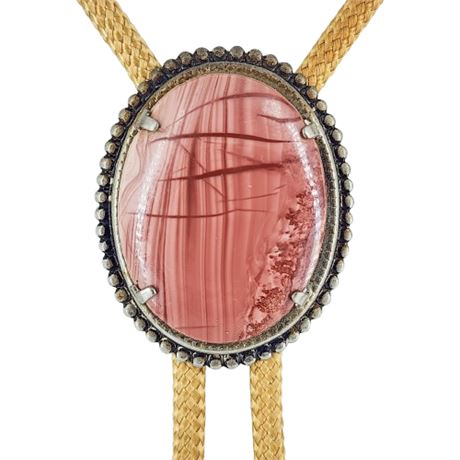 Vintage Pink Spiderweb Jasper Bolo Tie