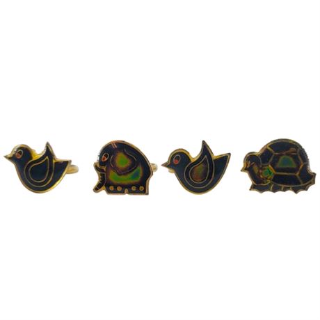 Vintage Lot of 4 Animal Color-Changing Mood Rings