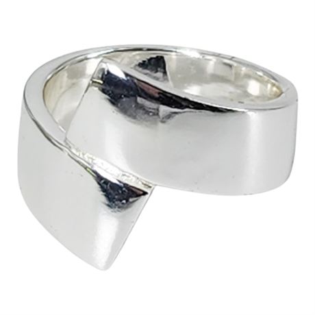 Signed MARSALA Silver Tone Bypass Wrap Ring, Sz 8