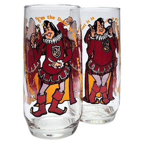 Pair Vintage 1979 Burger King "Duke of Doubt" Collector's Glasses