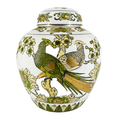 Vintage Amari Pheasants & Florals Porcelain Ginger Jar
