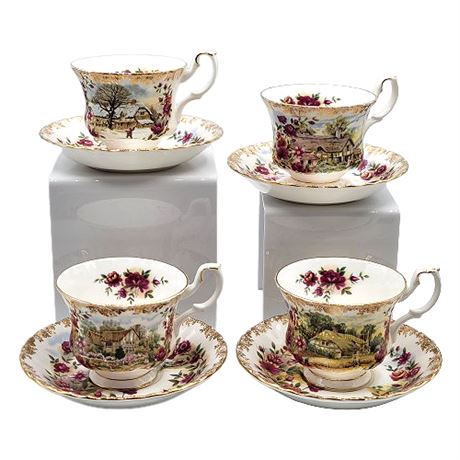 Royal Albert Four Seasons Teacups & Saucers Set