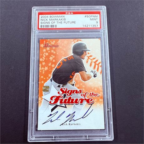 PSA 9 - 2004 Bowman Nick Markakis RC AUTO