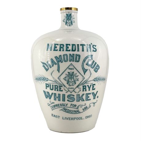 Antique Meredith's Ceramic Diamond Club Whiskey Jug