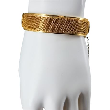Vintage Gold Tone Mesh Clamper Bangle Bracelet