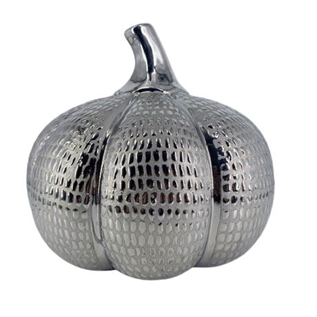 Silver Ceramic Decorative Pumpkin