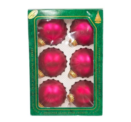 2.5" Glass Christmas Ornaments, Candy Apple Red