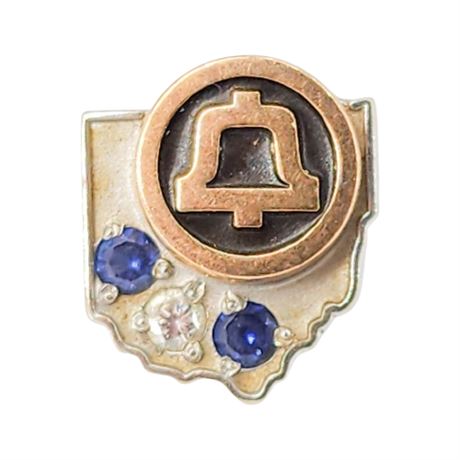Vintage 10K Gold Diamond & Sapphire Ohio Bell Service Award Pin