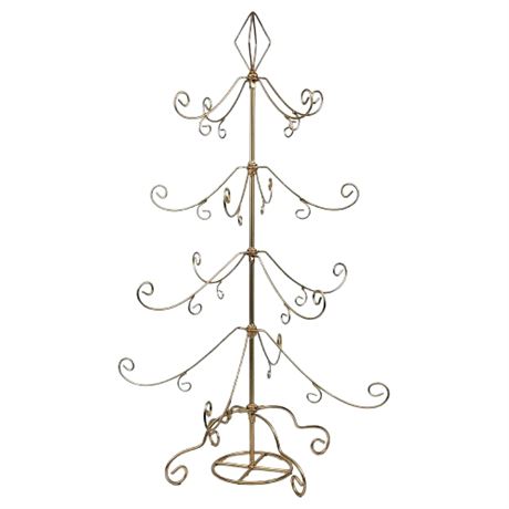 Collapsible 32" Tall Gold Tone Metal Ornament Display Tree