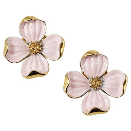 Vintage CROWN TRIFARI Cherry Blossom Clip Earrings
