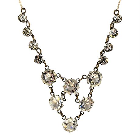 Vintage Clear Crystal & Rhinestone Festoon Necklace