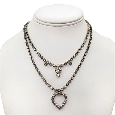 Pair Clear Rhinestone Necklaces