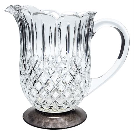 Vintage Godinger Crystal Pitcher w/ Silver Plate Base