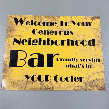 12.5x16” Neighborhood Bar Retro Metal Sign