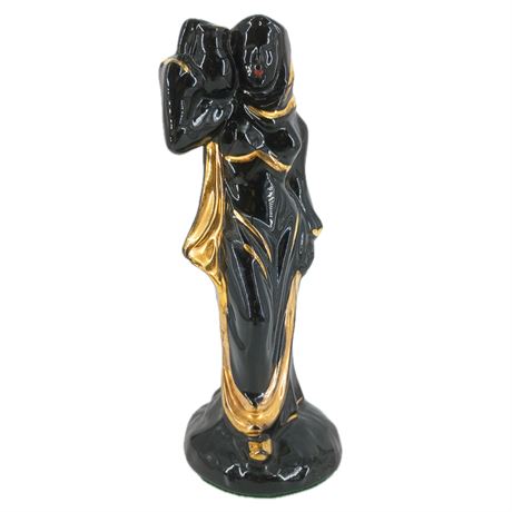 MCM Blackamoor Art Pottery Figurine Black and Gold Woman Statue