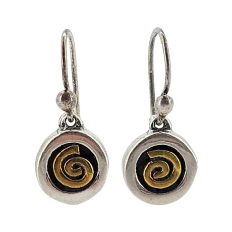 Vintage Signed FF Two-Tone Spiral Earrings