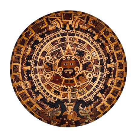 Vintage Hand Carved Wood Aztec Mayan Calendar