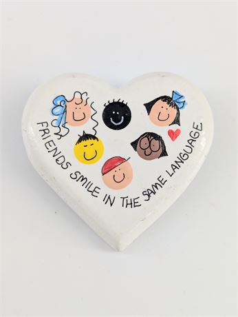 Signed Pin Children Heart "Friends smile in the same language"