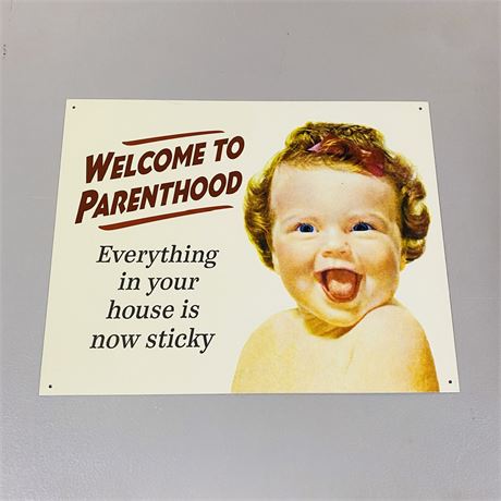 Welcome to Parenthood 12.5x16” Metal Retro Sign