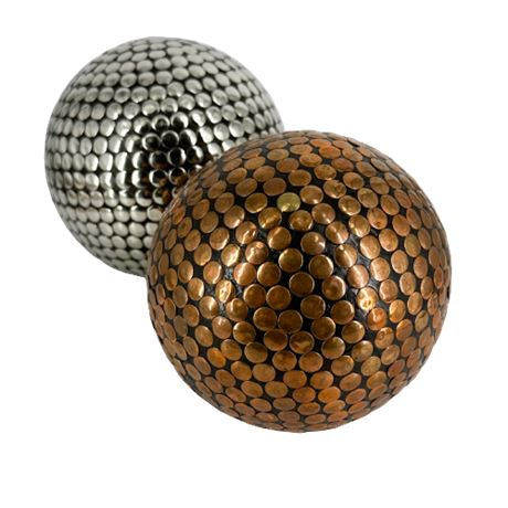 Decorative Silver & Gold Studded Round Spheres