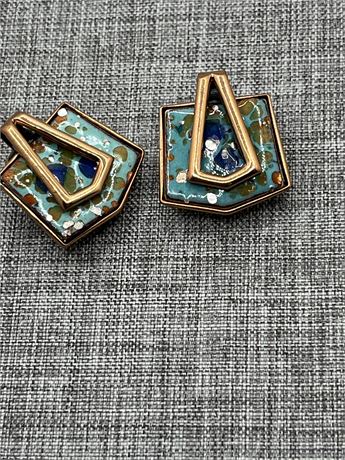 Matisse copper and turquoise clip earrings