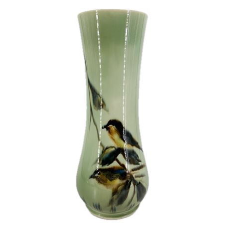 Vintage Large F.J. Von Tury Porcelain Green Bird Vase