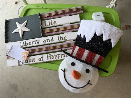 Americana Sign & Snowman