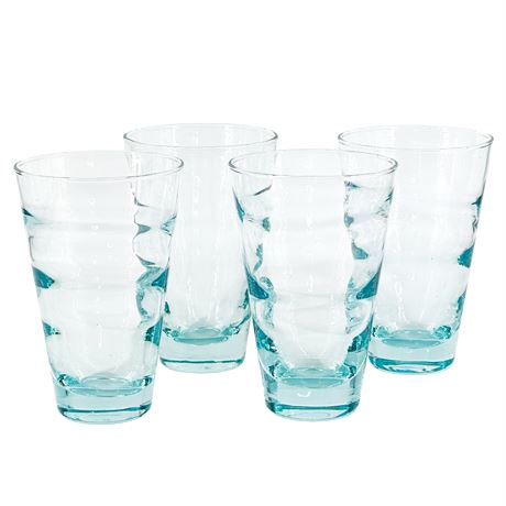 Vintage Libbey Saturn Optic Aqua Cooler Tumblers