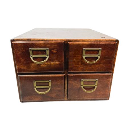 Antique Wooden 4 Drawer Card File