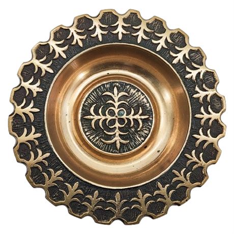 Mid-Century Embossed Brass Trinket Dish/Ashtray