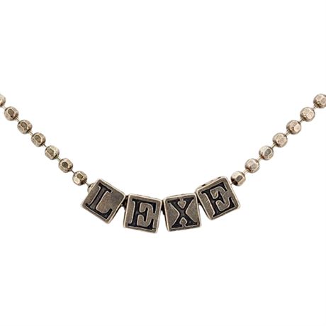 Sterling Silver Faceted Ball Chain w/ "LEXE" Name Beads