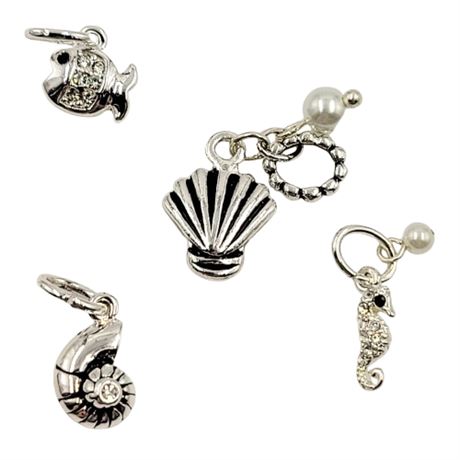 Lot of 4 Mini Silver Tone Nautical Charms