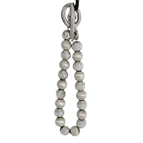 925 Sterling Silver Polished/Matte Bead Toggle Bracelet