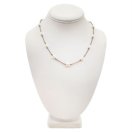 Sterling Silver Freshwater Pearl Satellite Necklace
