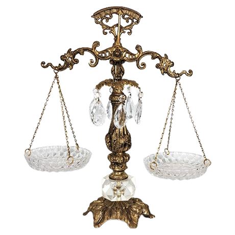 Hollywood Regency Brass & Glass Scales of Justice