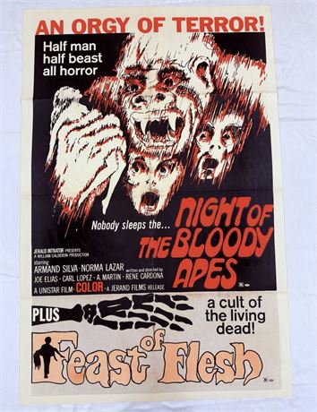 Night of the Bloody Apes + Feast of Flesh Original 27x41” Movie Poster
