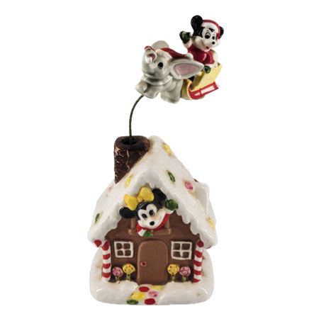 Disney Mickie & Dumbo Rotating Flying Sled Over Minnie’s House Holiday Music Box