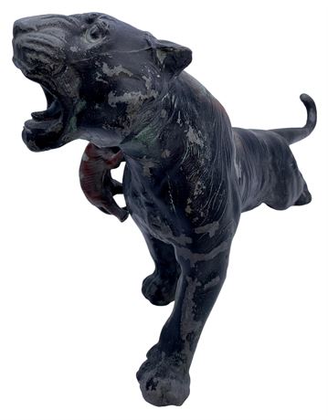 20” Fighting Tigers Vintage Cast Metal Sculpture