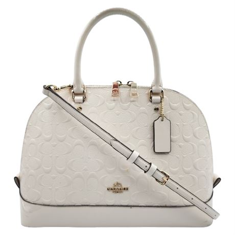 Coach Sierra Satchel in Signature Debossed Ivory Patent Leather