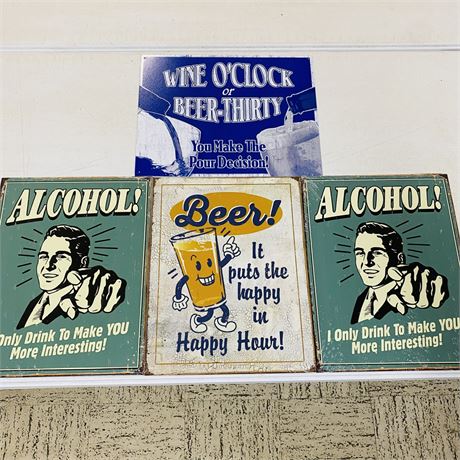 4 Beer 12.5x16” Metal Retro Signs